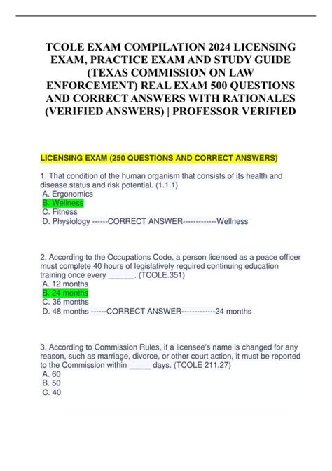 texas tcole test questions